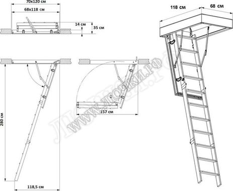 Чердачная лестница Fakro LMS Metall 700*1200*2800 Чердачная лестница Fakro LMS Metall 700*1200*2800