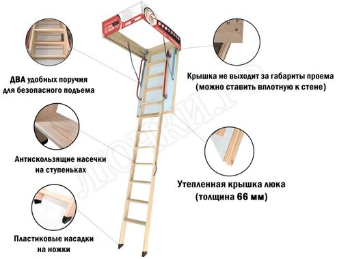 Чердачная лестница LRF Termo Extrem 66 mm 700*1200*2800 Чердачная лестница LRF Termo Extrem 66 mm 700*1200*2800