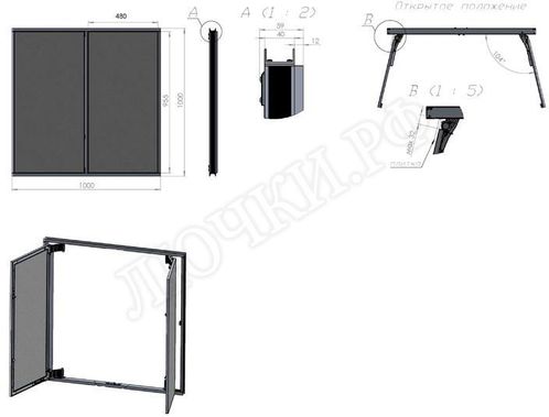 Люк под плитку Нажимной Секрет-Лайт 500*900 Люк под плитку Нажимной Секрет-Лайт 500*900